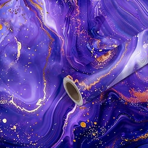 Image of Nuxovilar Purple Marble Swirl Peel Stick Contact Paper PVC 15.75x39.37 | Wall Decal, Molding Trim, Peel Stick Border, Self Adhesive Liner, for Bedroom, Living Room, Table (Purple Swirl)