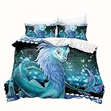 LKFFHAVD Anime Raya Und Der Letzte Drache Bettwäsche Set, 3D Mikrofaser Disney Cartoon Bettbezüge Mit Kissenbezüge Geeignet Für Jungen Mädchen (135 x 200CM,10)