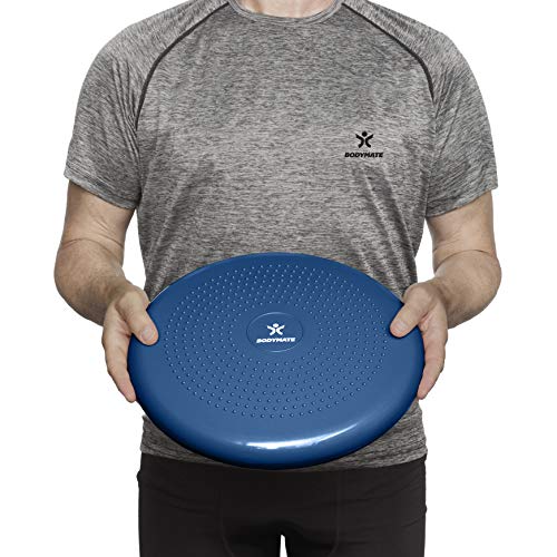 BODYMATE Ballsitzkissen inkl. Pumpe BLAU 34cm Durchmesser - Balance-Kissen, Luftkissen, Balance Pad, Noppenkissen - Core -, Fitness-, Reha-, Koordinations- und Rückentraining – Bild 5