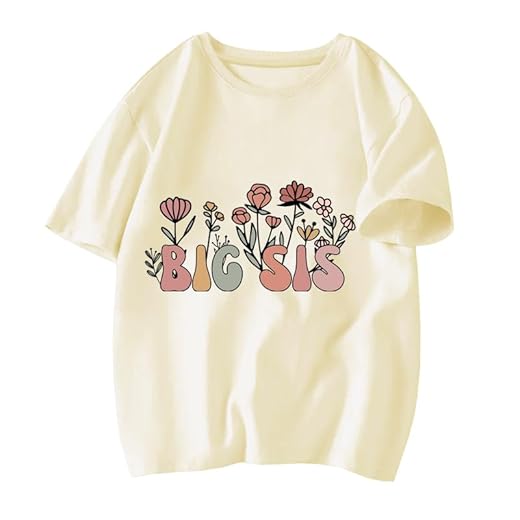 Big Sister Shirt Girls 3t Toddler T-Shirt Promoted to Big Sister Clothes Outfit Announcement Tees Little Kids Floral Yellow