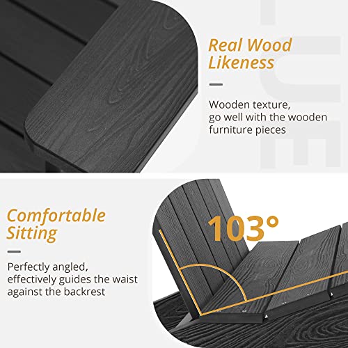Lue Bona Adirondack Chairs Set Of 6, Black Poly Adirondack Chair, Modern Plastic Adirondack Fire Pit Chairs Weather Resistant For Patio, Porch, Deck, Pool, Garden, Backyard #TOP2