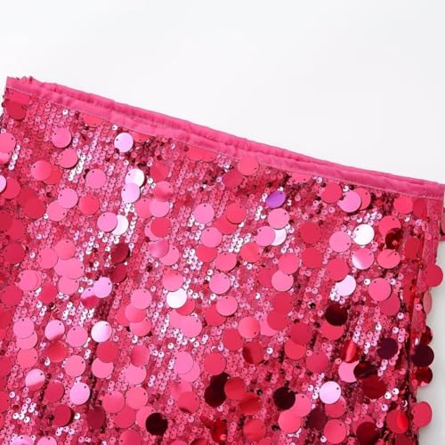 Jupe élégante à paillettes scintillantes pour femmes - Taille mi-haute pour les fêtes et les sorties décontractées (S rose) – vue 4