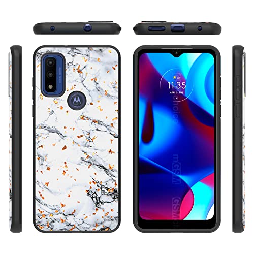 Encases For Moto G Pure Phone Case/Moto G Power 2022 Case,Motorola G Power 2022 Case Shockproof Bumper Protection Marble White Gold Foil Embedded Hybrid Moto G Pure Case For Women Girls Men #TOP2