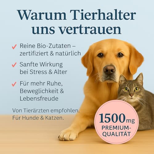 naturacbd Hanföl für Hunde & Katzen 1500mg – Bio Hanföltropfen für & Katzen 1500mg – Beruhigungsmittel für & Entspannung bei Angst oder Stress