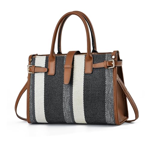 Sac fourre tout moyen idéal pour le travail et le shopping style élégant à rayures noires