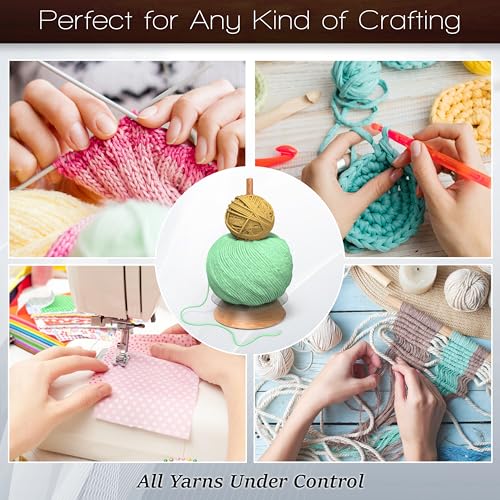 Image of BARVA Yarn Holder Set 22 Lb Capacity w /Extra Spindle | Acrylic Disk for 12 Inch Chunky Yarn Cakes | Bearing Spinner & Big Rubber Anti Slip Pads | European Crochet Accessories & Fiber Crafts Pro Tools