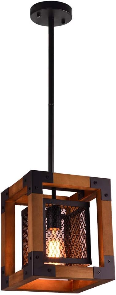 KOSTOMO Wood Ialand Chandelier Metal Pendant Light Retro Rustic Loft Chandeliers KOSTOMO Wood Ialand Chandelier Metal Pendant Light Retro Rustic Loft Chandeliers