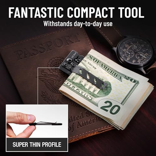 Image of Grand Way Pocket Knife - 2.36 inch Folding Sharp Blade with Money Clip - Unique Small Knife with Engraved Dragon Blade - Credit Card Holder for EDC- Birthday Gifts Ideas for Men & Women Black 6682