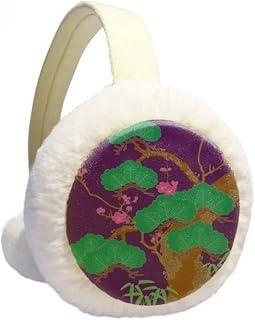 Purple Japanese Culture Green Tree Winter Ear Warmer Cable Knit Furry Fleece Earmuff Outdoor
