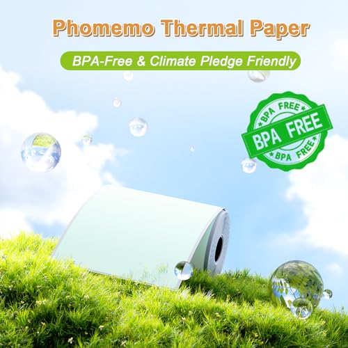 Phomemo T02/M02X/M02L/Q02 Aufkleberpapier – 3 Rollen Selbstklebendes Thermopapier, 53mm x 3,5m, für T02/M02X/M02L/Q02 Drucker, 10 Jahre Konservierung, Schwarz auf Blau/Rosa/Lavendel