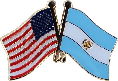 Flagline USA and Argentina Die-Struck Metal Friendship Lapel Pin with Butterfly Clasp Closure