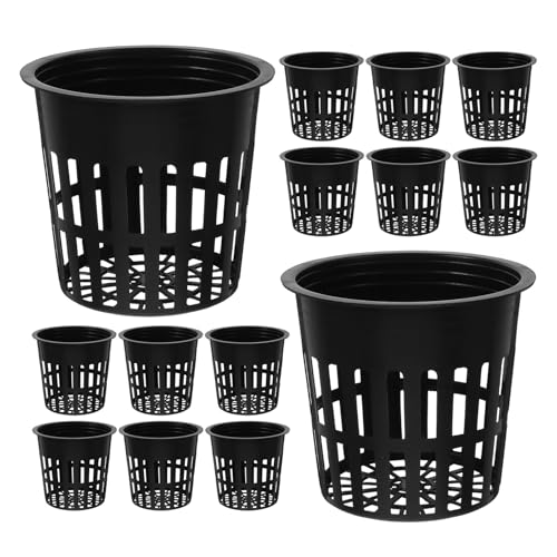 Yardenfun 30 Pezzi Pentola Per Mesh Traspirante Coppe Nette Idroponiche Cestini Idroponici Per Piantare Cesti Idroponici Black