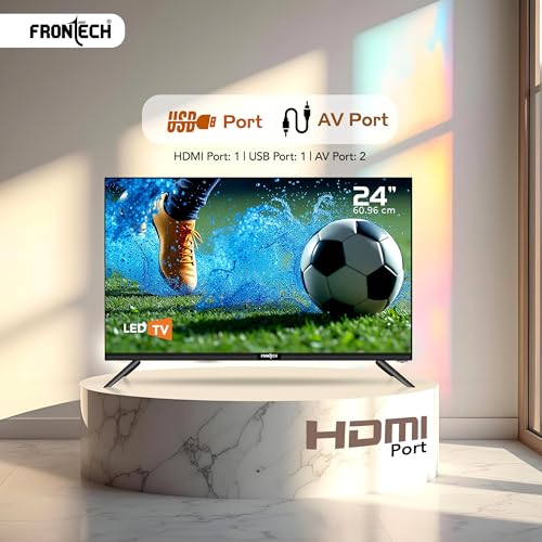 Image of FRONTECH 60.96 cm (24 inch) HD LED TV | 1366x768 Resolution | 20W Sound Output | Multiple Ports | Black Glossy Finish (TV-0021)