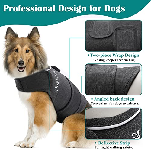 Image of Zeaxuie Baby-Use-Grade Dog Anxiety Vest, Breathable Dog Jacket Wrap for Thunderstorm, Travel, Fireworks, Vet Visits- Calming Coat for Small, Medium & Large Dogs-M-Gray