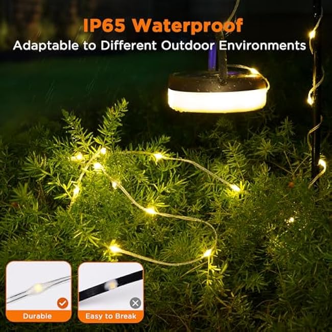Retractable Camping String Lights, 33FT 3000 mAh Rechargeable 4 in 1 Tent Lights String with 9 Modes, Outdoor Portable Camper Lighting Waterproof, Camp Lamp for Party, Yard, Hiking Essentials