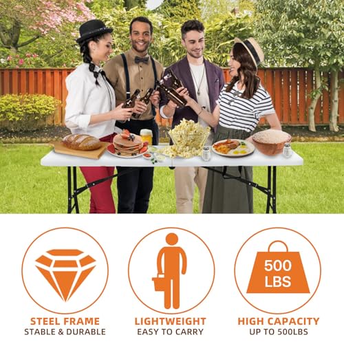 Hklgorg FOLDING TABLE 6 Ft Heavy Duty Working Indoor Outdoor Plastic Folding Utility Party Dining Table Easy To Assemble thumb #3