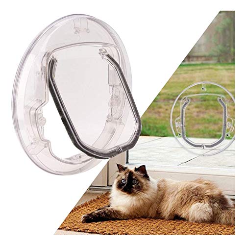 Katzenklappen Hua Katzenklappen- / Haustiertür Mit 4-Wege-Verriegelung, PC-runder Glas Transparent Winddichter Katzentür Für Schiebetür Und Fenster
