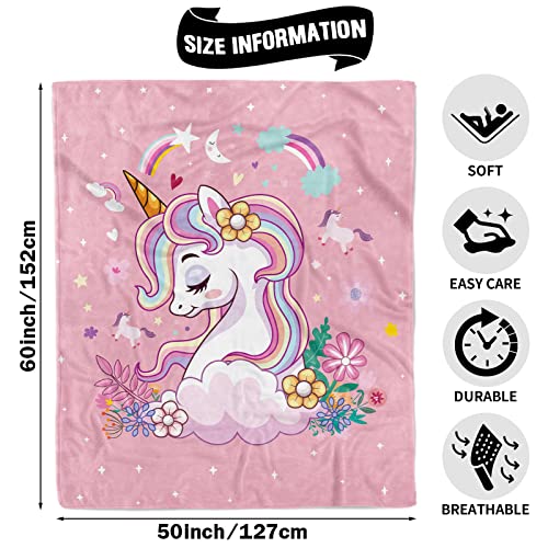 TUTUXMA Unicorn Throw Blanket, Soft Plush Cute Flannel Fleece - Image 2