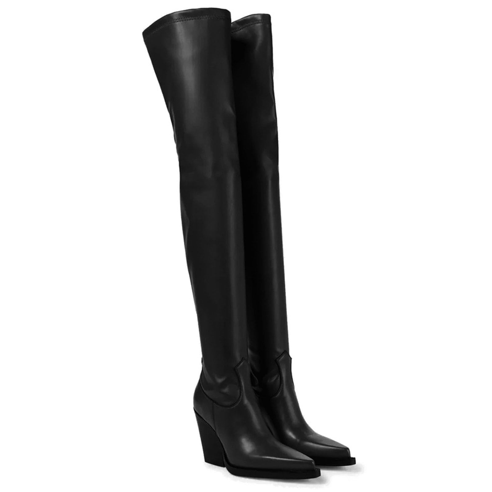 8cm Large Size Retro Thick-soled Long Boots Thick Heel Pointed Toe Ladies Genuine Leather Over the Knee Boots