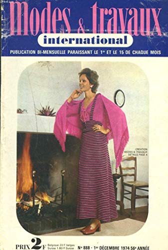 MODES & TRAVAUX INTERNATIONAL N°888, 1er DECEMBRE 1974. MODE / TRICOTS / OUVRAGES / INFORMATIONS / PATRONS.