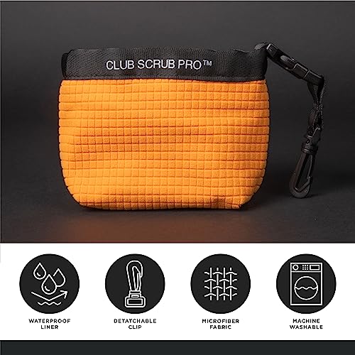 Image of Club Scrub Golf Club and Golf Ball Cleaning Bag, Waterproof Clean Face Technology Liner, Detachable Clip, Machine Washable, Cleans Club Grooves, Dry Exterior (Neoprene or Microfiber Option Available)