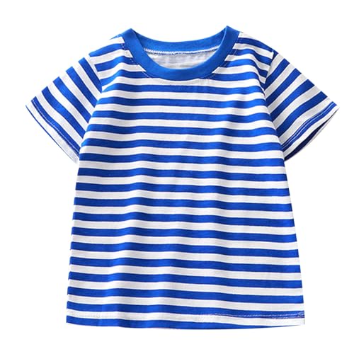 Generisch Verano Niños Manga Corta Camiseta a Rayas Algodón Puro Niños Y Niñas Top Bebé Base Camisa Ropa Niños, azul, 6 12 meses