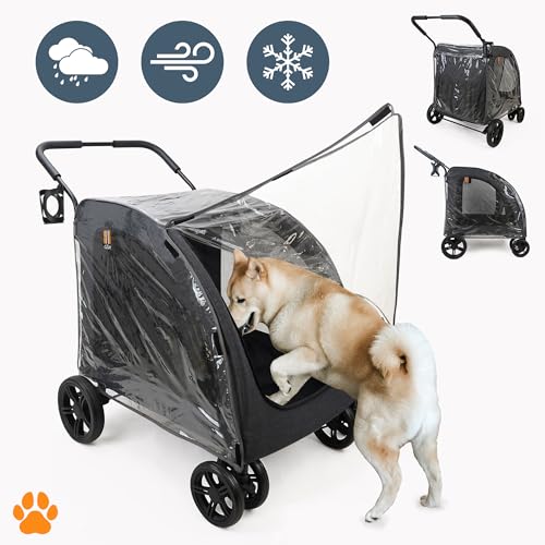 MY DUQUE – Chester Hundebuggy – Haustierwagen für große Hunde, Katzenbuggy, geräumiger und komfortabler Trolley, faltbar, inkl. Regenschutz und Flaschenhalter, max. Belastung 50 kg