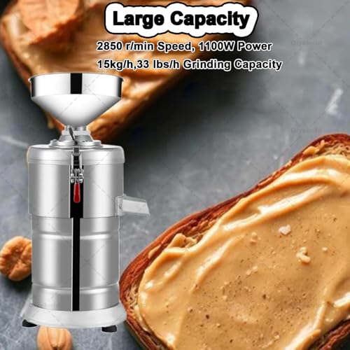 Oiyekntd Electric Peanut Butter Maker, 15kg/h Commercial Peanut Butter Nut Grinding Machine, 2850r/min, Sesame Peanut Paste Grinder Making Machine, Cereal Mill Cashews Nuts Grinder for Kitchen