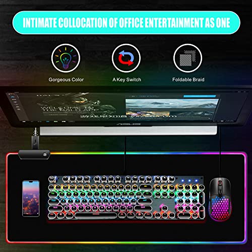 Rgb Gaming Mouse Mat Pad,Computer Keyboard Mousepad Mat With Waterproof Coating, Extra Large Extended Soft Led Mouse Pad With 10 Lighting Modes(31.5 X 11.8 Inch) #TOP1