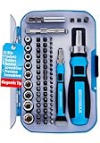 68 Piece MECHMAX Magnetic Ratchet Screwdriver Set, Socket and Interchangeable Bits Slotted, Phillips, Star, Precision Bits with Case for Home, Office, Car, Automotive, Ring Doorbell and as A Gift