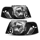 JSBOYAT Headlight Assembly Replacement for 2002-2005 Ford Explorer with Corner Lights 4pcs Passenger & Driver Side (Black Housing with Clear Reflector)