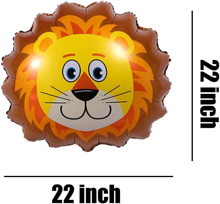Lion Balloons Lion Shaped Foil Mylar Balloons for Woodland Animals Theme Birthday Party Supplies Decorations 5PCS - Image 2