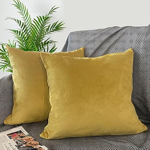 Dreamzie Velvet Pillowcases - For Pillows 50_x_50_cm - Mustard Cover