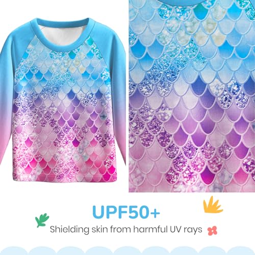 LQSZ Girls Rash Guard Sets 3 Pieces Long Sleeve Swimsuits Set UPF 50+ Sun Proction Bathing Suit for 3-12Y2