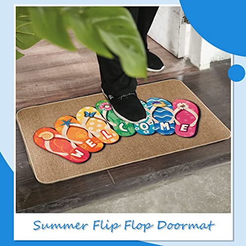 Tallew Summer Flip Flop Door Mat Non Slip Rubber Summer Slippers Welcome Doormat Summer Nautical Beach Flip Flops Front Door Rug #TOP3