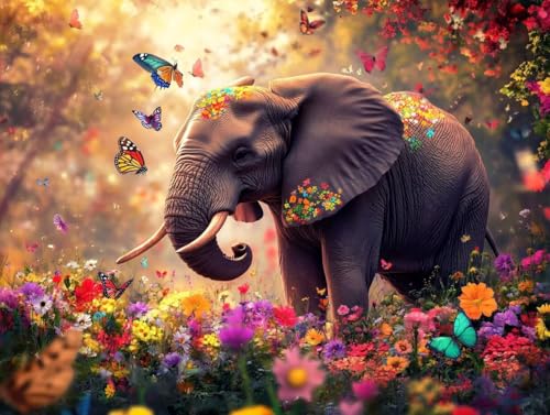 Peinture numéro adulte pour un moment de détente avec le motif éléphant jardin