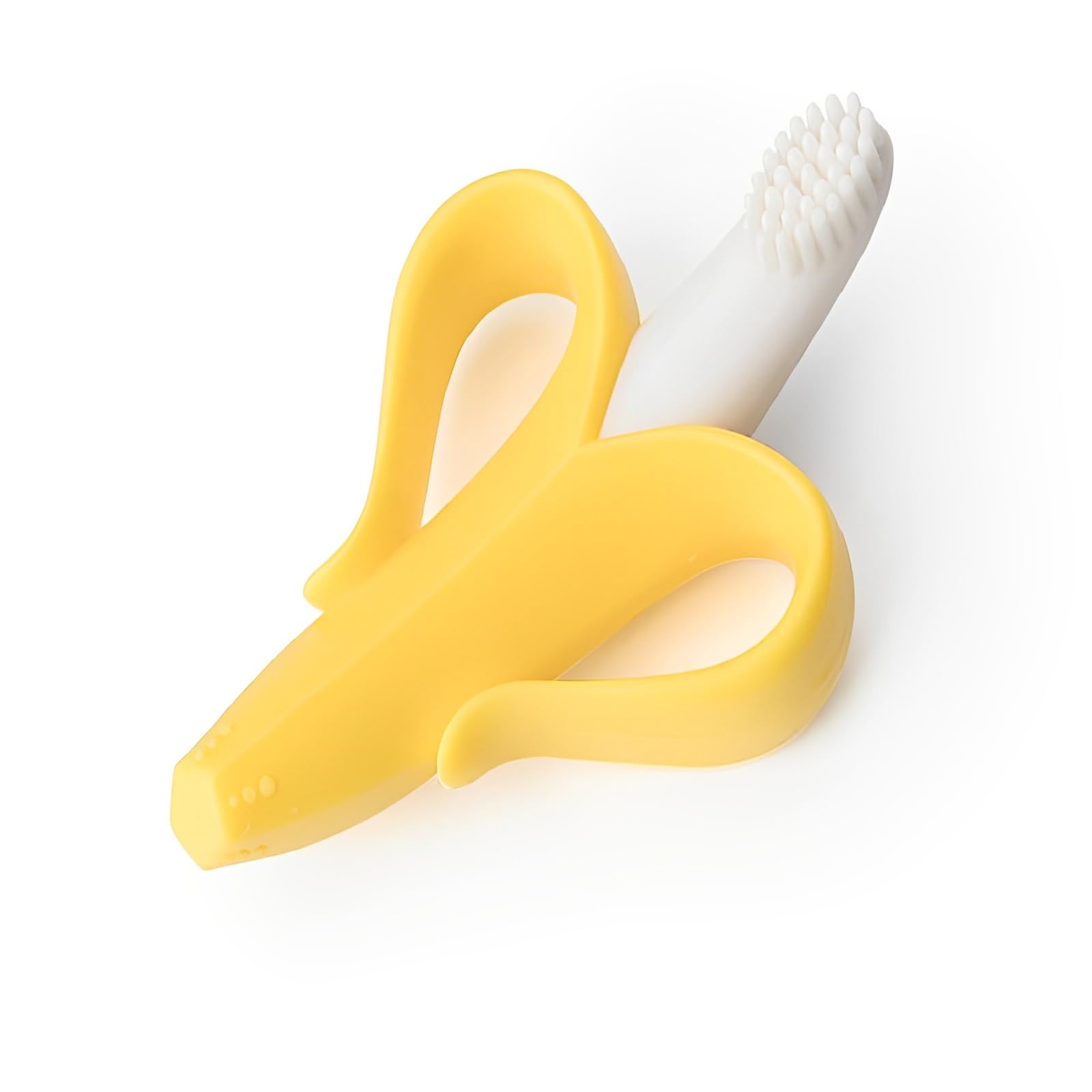cuteably banana massaging teether silicone bites baby products silicone toothbrush teething stick chewing teething toys (yellow, 0-3 year)