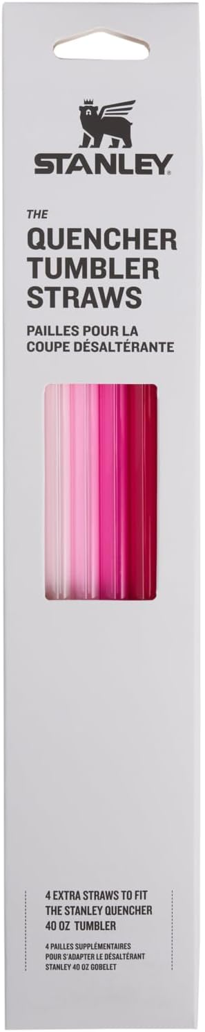 Reusable Quencher Straws | 4-Pack of BPA-Free, Reusable Straws for Clean Drinking | Perfect for Stanley's 40oz Tumblers | Pink