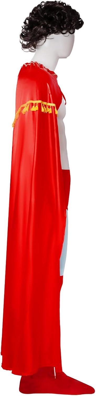 Mexican Wrestler Costume Cape Set for Adult Men with Wig, Red Long Cloak Halloween Party Cosplay Outfits - Image 3