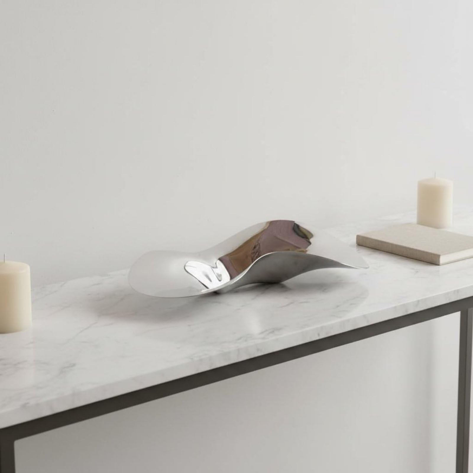 Portfrutta in Acciaio Inossidabile Finitura a Specchio Vassoio di Design Irregolare Stile Europeo Centrotavola per Sala da Pranzo