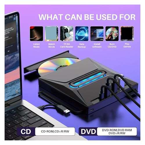 Grabadora DVD Externa USB 3.0 Portátil Lector CD Tipo C Hub para PC Windows y Mac 4
