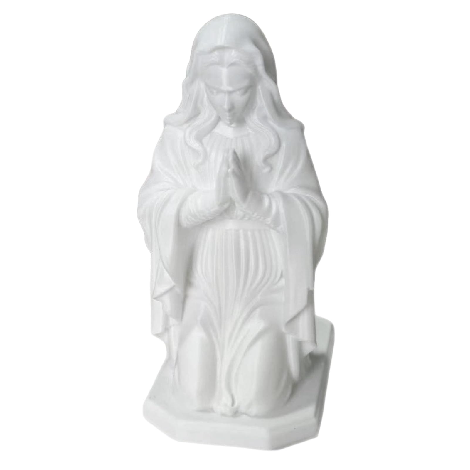 Pasisuu Western Realistic Figure Ornament ，Compact 3D Printed Sculpture ，Matte White Durable PLA Statue ，Stable Hexagonal Base Decorative Religious Ornament for Desktop Home Display White