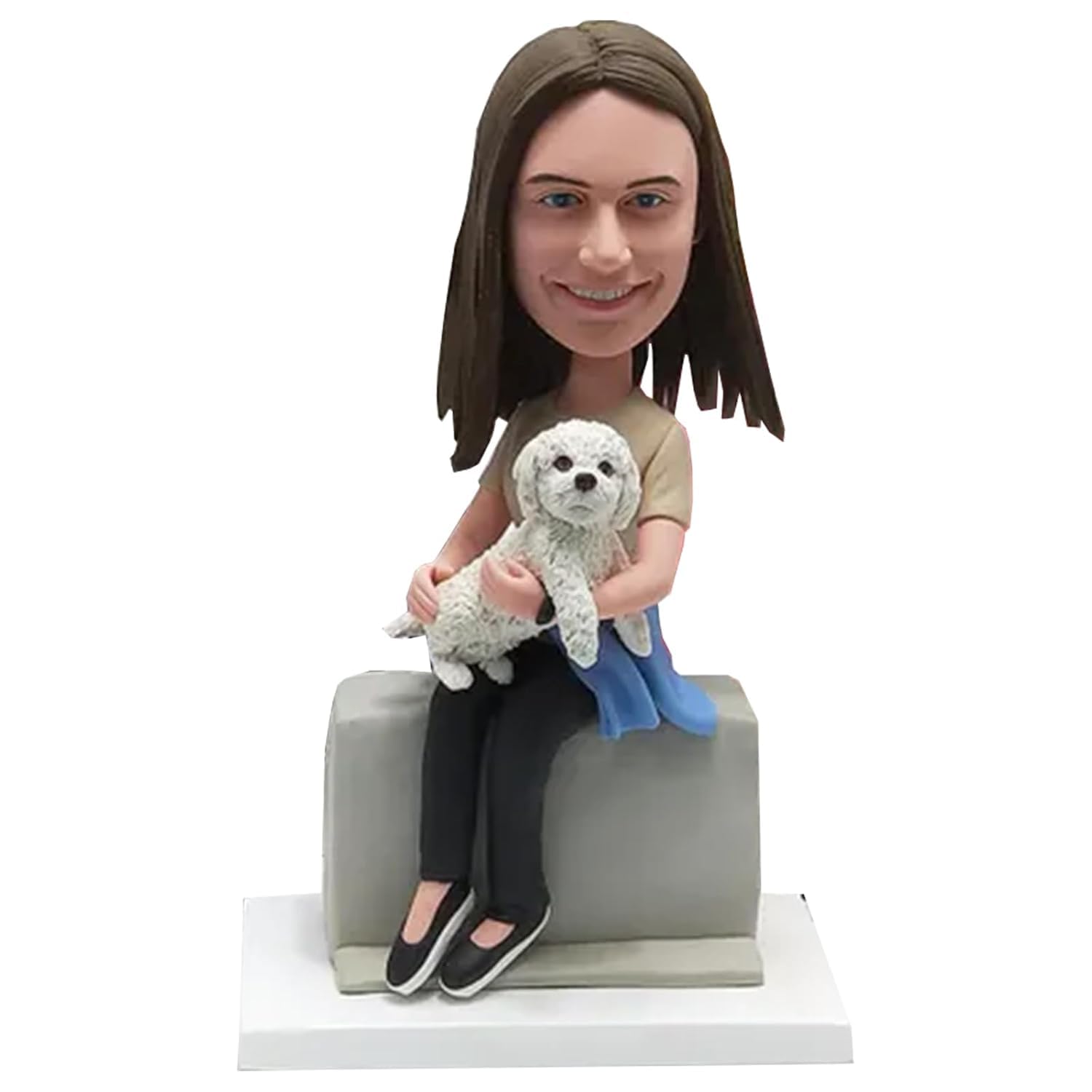 Figurine Bobblehead personnalisée Une femme tenant un chien d'animal de compagnie Tête Bobblehead personnalisée, figurine d'action personnalisée basée sur votre photo, figurine Bobbleheads