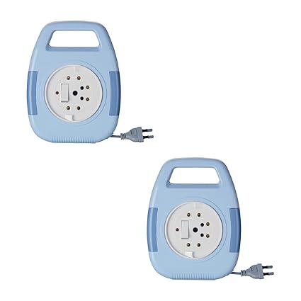 Anchor by Panasonic 6A 2 Pin Flex Box with Indicator & Handle | 4 Mtr Extension Flex Box for Home, Office (Blue)