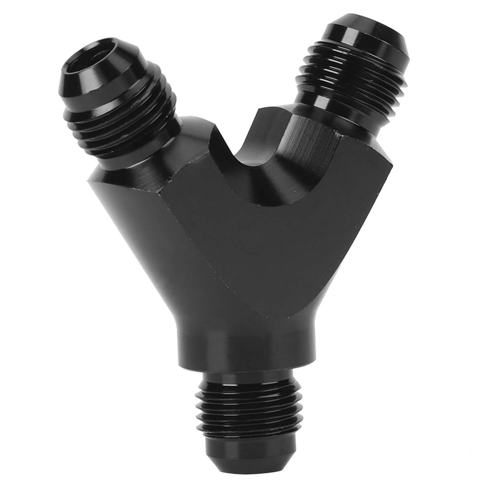 Jelquix Aluminum Alloy 3-Way Fitting Adapter Y Type AN6 6AN Male for Water Air Lines Black 2X Male Connector