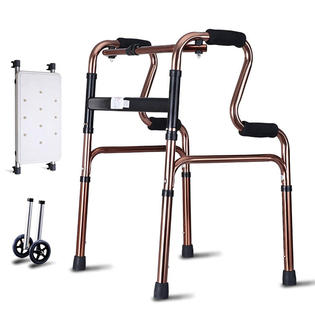 Útil andador para caminar con ruedas Andador plegable liviano Andador de altura ajustable para personas mayores discapacitadas Uso en interiores o exteriores, Ahorro de espacio, Sin ruedas + Asiento