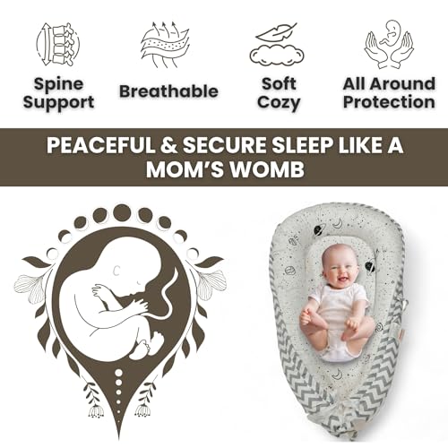 Pluffz Infant Lounger – CPC Certified Baby Nest for Newborn 0-24 Months – Soft, Breathable, and Portable Cotton Lounger – Cozy Nest for Baby – 0-24 Months - Thumbnail 4