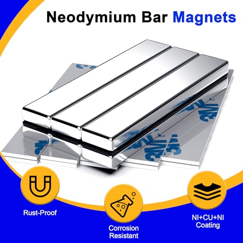 Image of Powerful Neodymium Bar Magnets, 6 Pack N52 Heavy Duty Magnet, 60x10x5mm