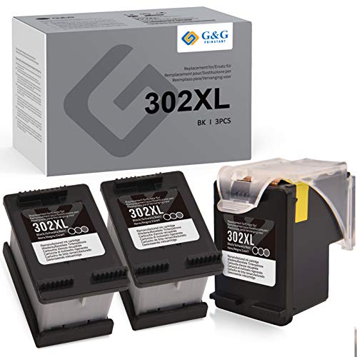 G&G PRINSTANT Cartucho de Tinta Compatible para HP 302XL 302 XL para HP Officejet 3830 3831 3833 4650 4654 5230 Envy 4520 4525 4527 Deskjet 1110 3630 3636 3639 (3 Negro)