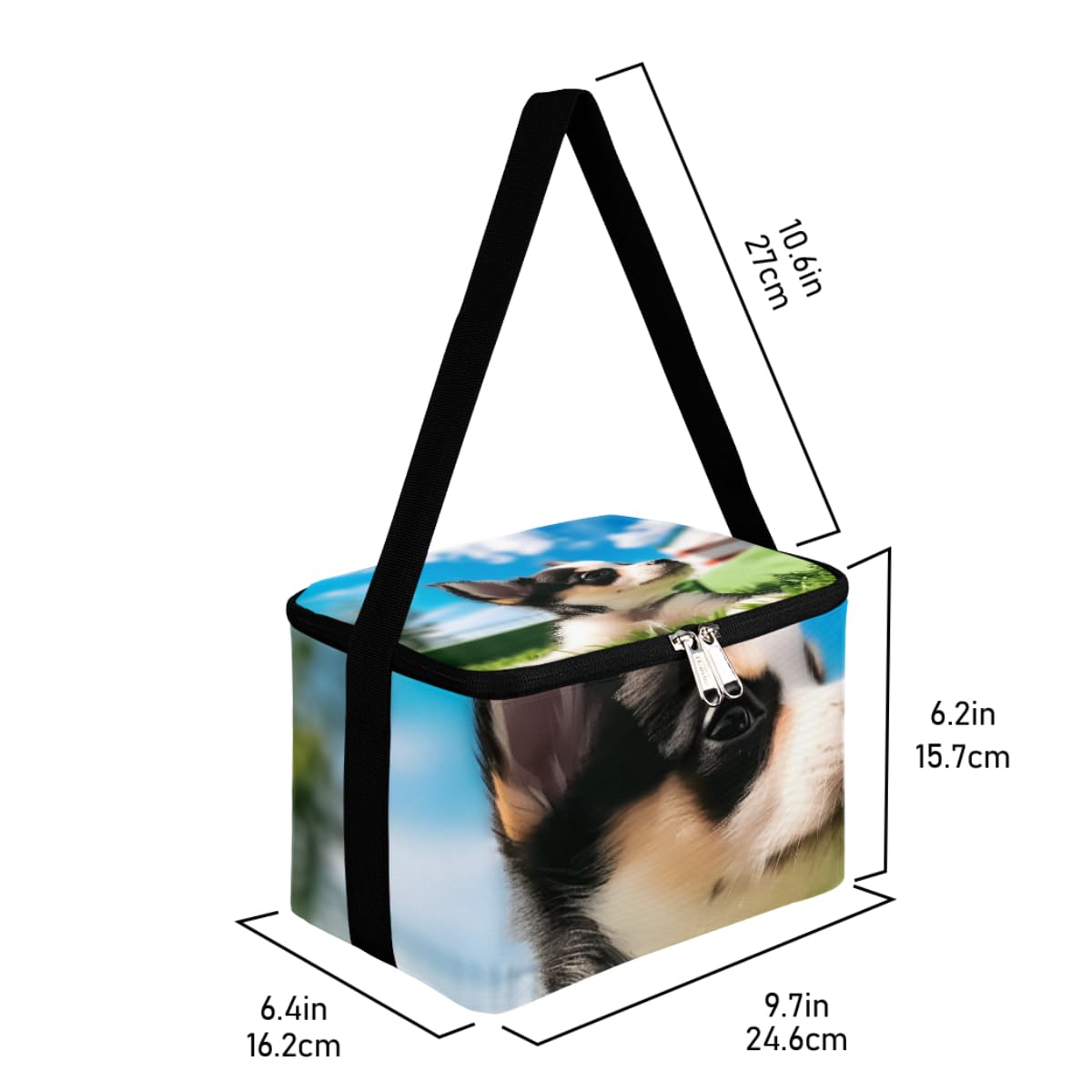 GzLeyigou Lunch Bags for Women Men 9 Cans,Grassland Dog Hot & Cold Food Delivery Bag Insulated Grocery Bag Insulated Lunch Box Puppy Cooler Bag for Office Work Picnic Beach